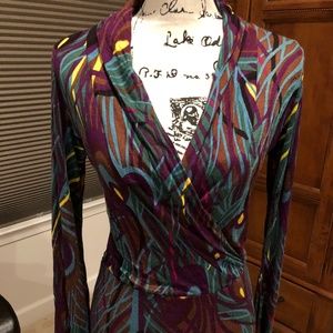 T-Bags Long-Sleeve Peacock Print Blouse